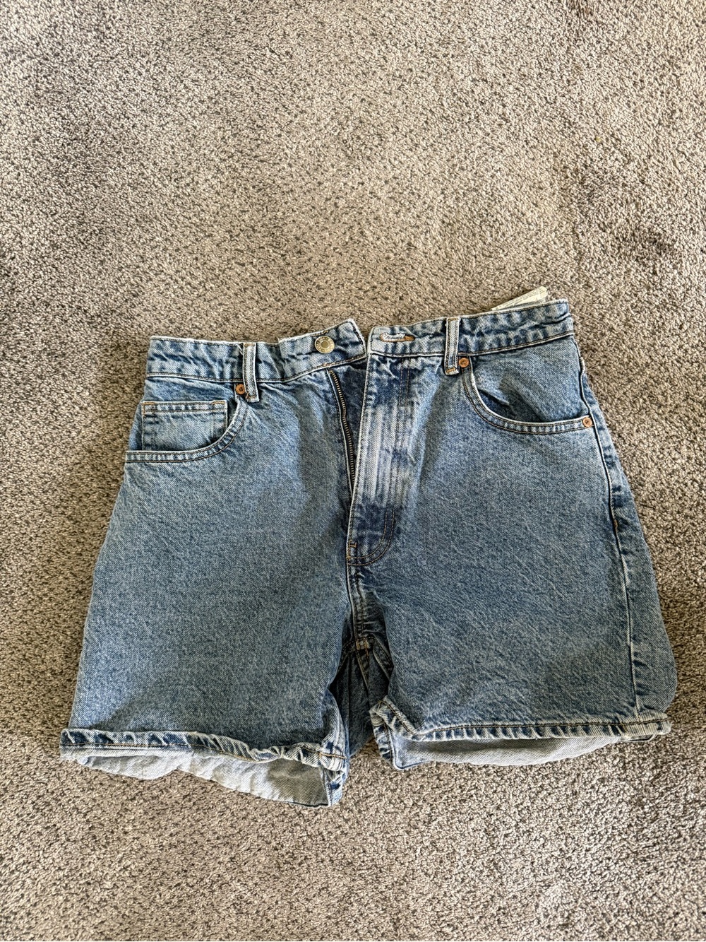 Zara Light Blue High-Rise Denim Shorts